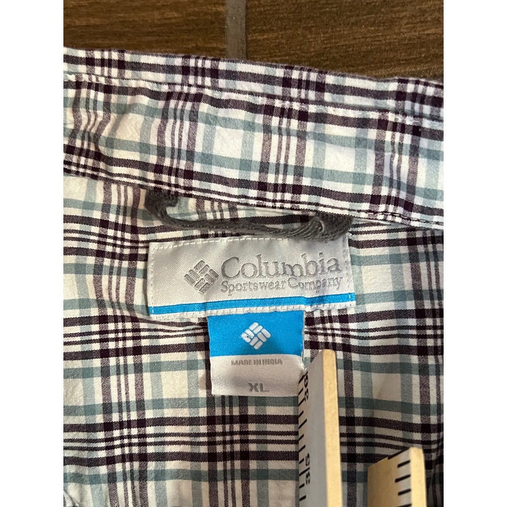 Columbia Mens XL Plaid Button Down Shirt Long Sleeve Cotton Blend White - Picture 3 of 6